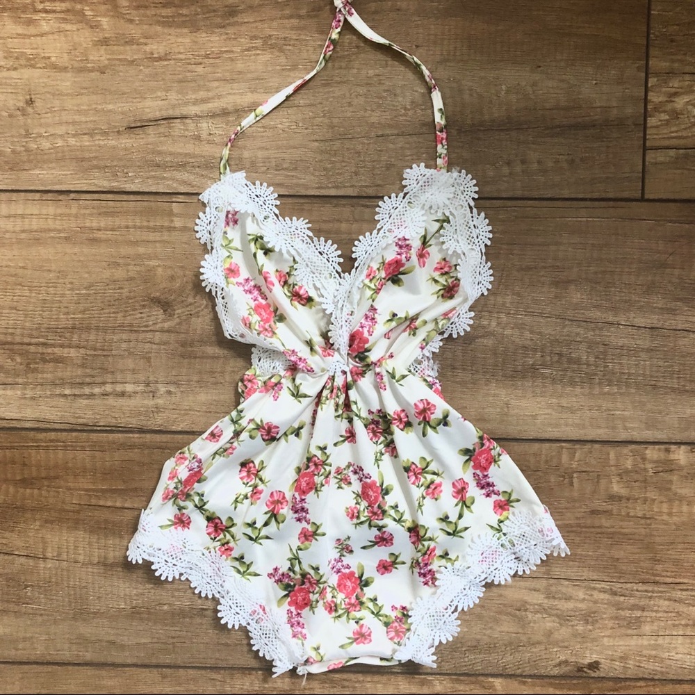 6-12 month Floral Lace Summer Baby Romper